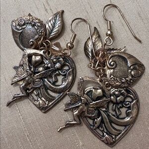 Elegant Gold Heart Leaf dangling Earrings